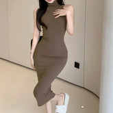BXOXO Summer Women Sexy Slim Turtleneck Sleeveless Dresses Female Vestidos Tank Dress Woman Skinny Elastic Culb Pencil Dresses
